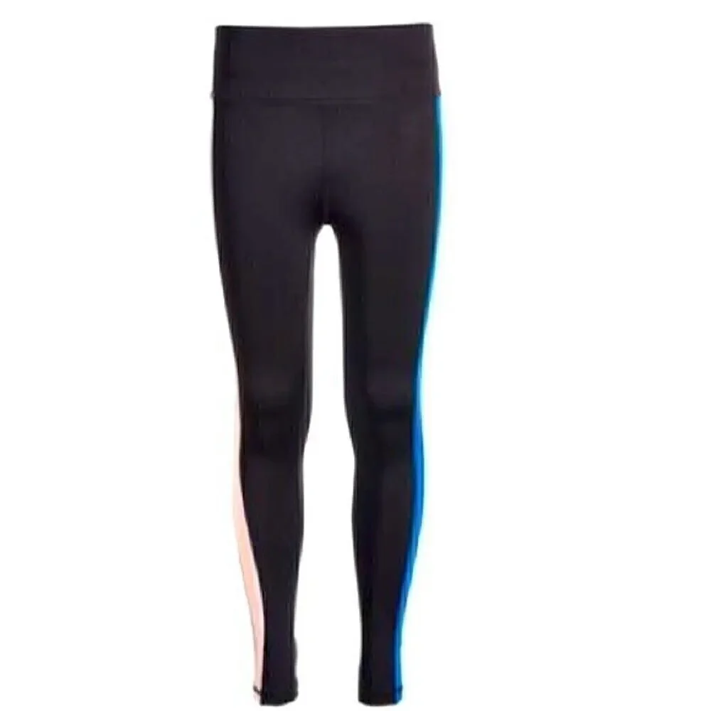 NWT ID Ideology Big Girls Striped Snap Track Pants, leggings Deep Black size 16